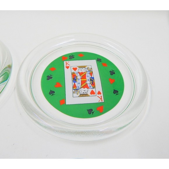 Playing Card Glass Coasters Suits Luminarc France Joker King Queen Ace Set of 4 - Picture 4 of 9